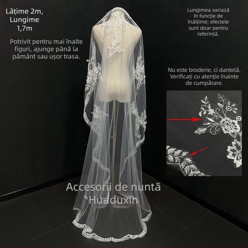 Voal dantelat în stil pădure, diademă pentru rochie de mireasă, Vara 2021, în stoc