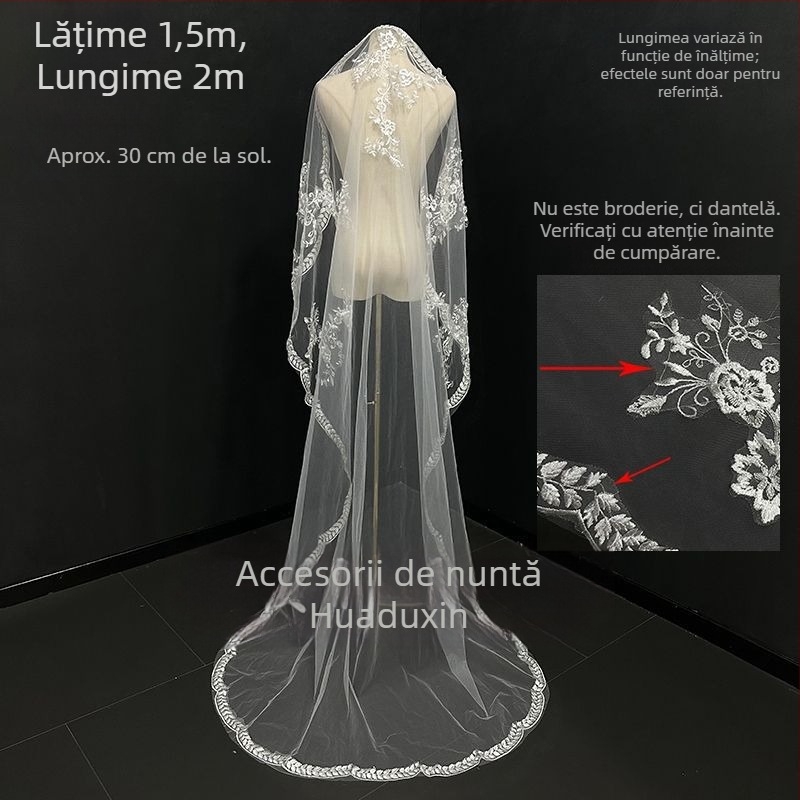 Voal dantelat în stil pădure, diademă pentru rochie de mireasă, Vara 2021, în stoc