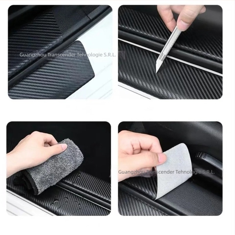 Bandă prag din piele pentru mașină, model 85884, potrivire universală, decor prag