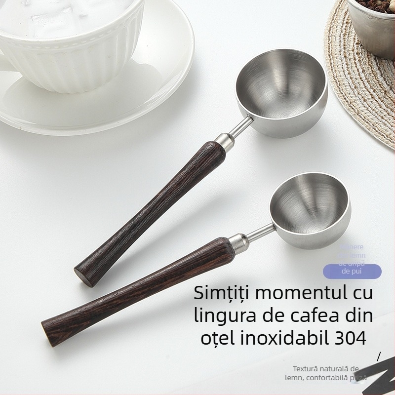 Lingură de măsurare pentru lapte pudră și boabe de cafea — oțel inoxidabil 304, mâner din lemn cu design de lungă durată, unealtă de bucătărie multifuncțională