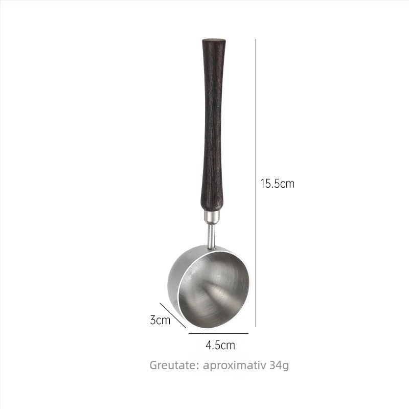 Lingură de măsurare pentru lapte pudră și boabe de cafea — oțel inoxidabil 304, mâner din lemn cu design de lungă durată, unealtă de bucătărie multifuncțională
