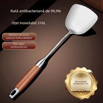 Set de spatule din oțel inoxidabil 316, rezistent la temperaturi înalte, cu mâner izolat; include spatulă, lingură și strecurător
