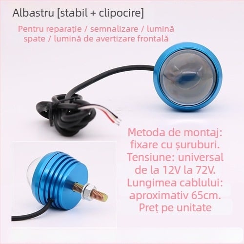 Lampă LED pentru spate pentru vehicule electrice și motociclete, aliaj de aluminiu, 12-80V, dublă funcție: permanentă și intermitentă