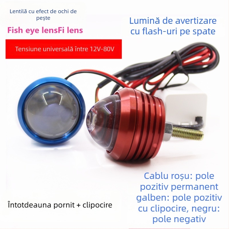 Lampă LED pentru spate pentru vehicule electrice și motociclete, aliaj de aluminiu, 12-80V, dublă funcție: permanentă și intermitentă