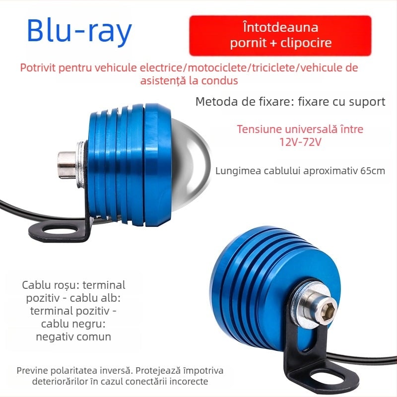 Lampă LED pentru spate pentru vehicule electrice și motociclete, aliaj de aluminiu, 12-80V, dublă funcție: permanentă și intermitentă
