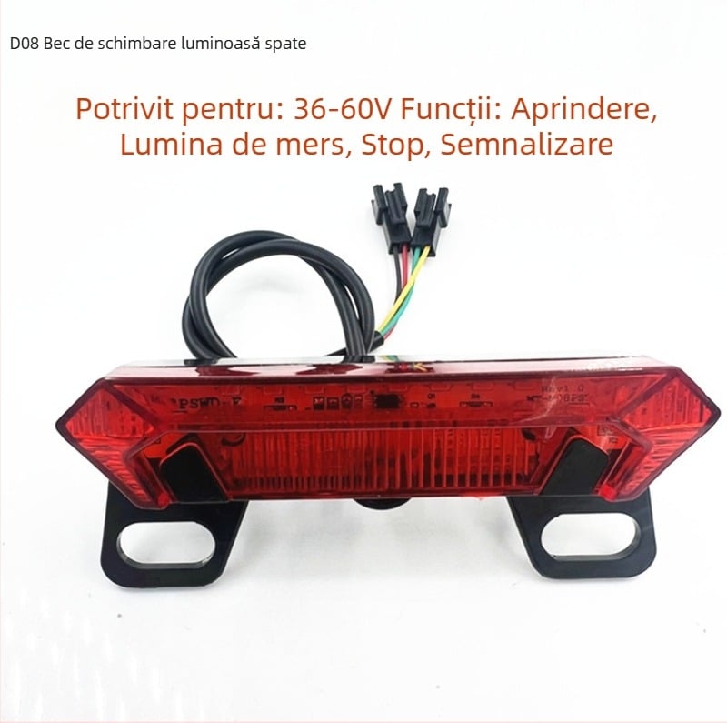 BENORG far posterior pentru vehicule electrice, cu flash, lumină de conducere și semnal de frână, universal 36-60V