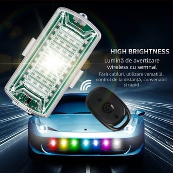 Lumină LED de stop pentru autoturisme și motociclete, cu telecomandă și flash wireless (Model M6S; Material ABS + placă de circuite; Compatibilitate universală)