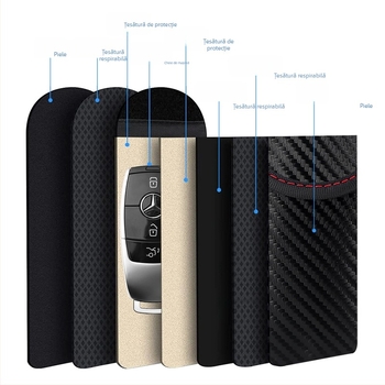 Kosibate Geantă RFID Faraday pentru chei și telefon, Material PU, Căptușeală Poliester, Protecție RFID, Anti-furt