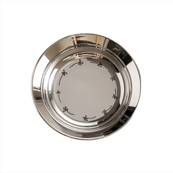 Farfurie din oțel inoxidabil 304, margine îngroșată anti-vărsare, circulară, cu model floral, stil modern minimalist
