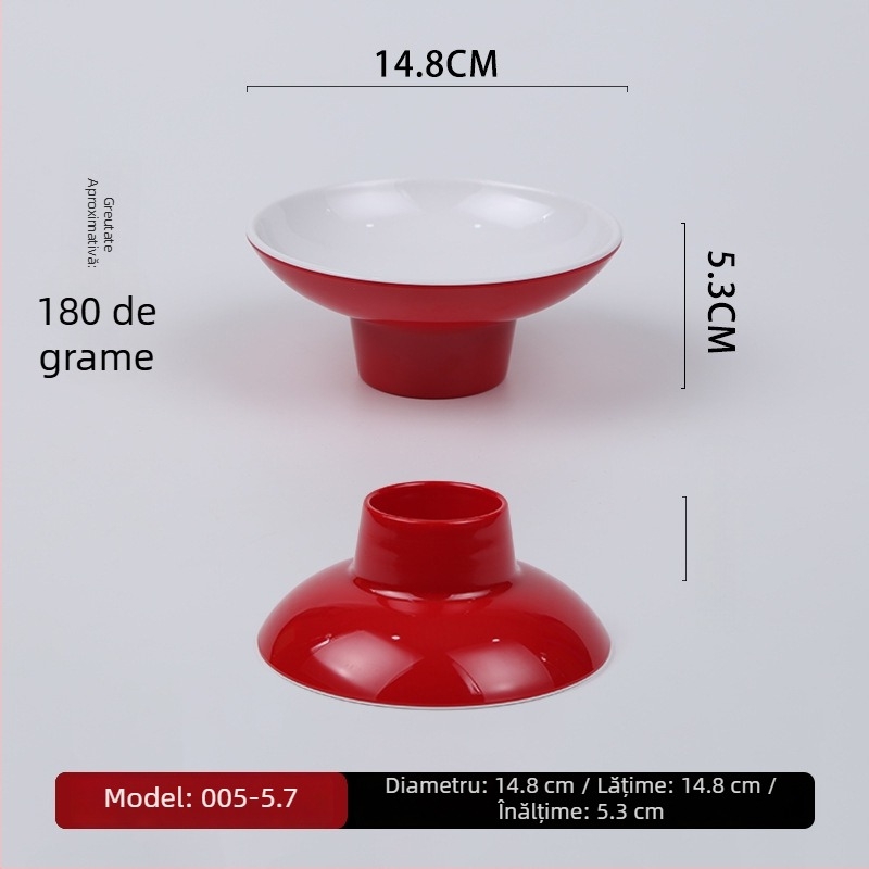 Farfurie circulară din melamină, suprafață glazurată colorată, nu este potrivită pentru cuptor cu microunde, logo imprimat