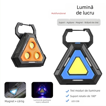 Lampa COB multifuncțională cu atașare magnetică, baterie USB-C pliabilă pentru iluminare de urgență, lampă pentru inspecția vehiculului, LED 5W, 1800mAh, rotație 360°