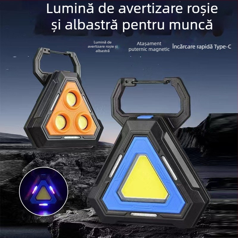 Lampa COB multifuncțională cu atașare magnetică, baterie USB-C pliabilă pentru iluminare de urgență, lampă pentru inspecția vehiculului, LED 5W, 1800mAh, rotație 360°