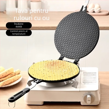 Tavă de copt pentru rulouri cu ouă și formă de prăjituri - crustă crocantă, încălzire pe gaz cu două fețe (Rulouri cu ouă, Formă de prăjituri, Crustă crocantă, Încălzire pe gaz)