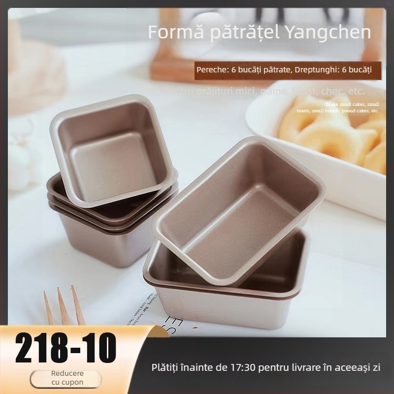 Forme pentru pâine cu 6 cavități, antiaderentă, pătrate pentru cuptor, uz casnic