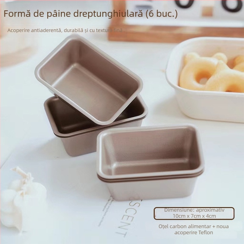 Forme pentru pâine cu 6 cavități, antiaderentă, pătrate pentru cuptor, uz casnic