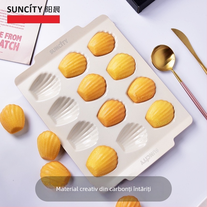 Formă de copt cu 12 cavități pentru madeleines și brioșe — oțel carbon, Brand Suncity/Morning, Origine Foshan, Guangdong, Lansare 2018, Stil Modern Minimalist