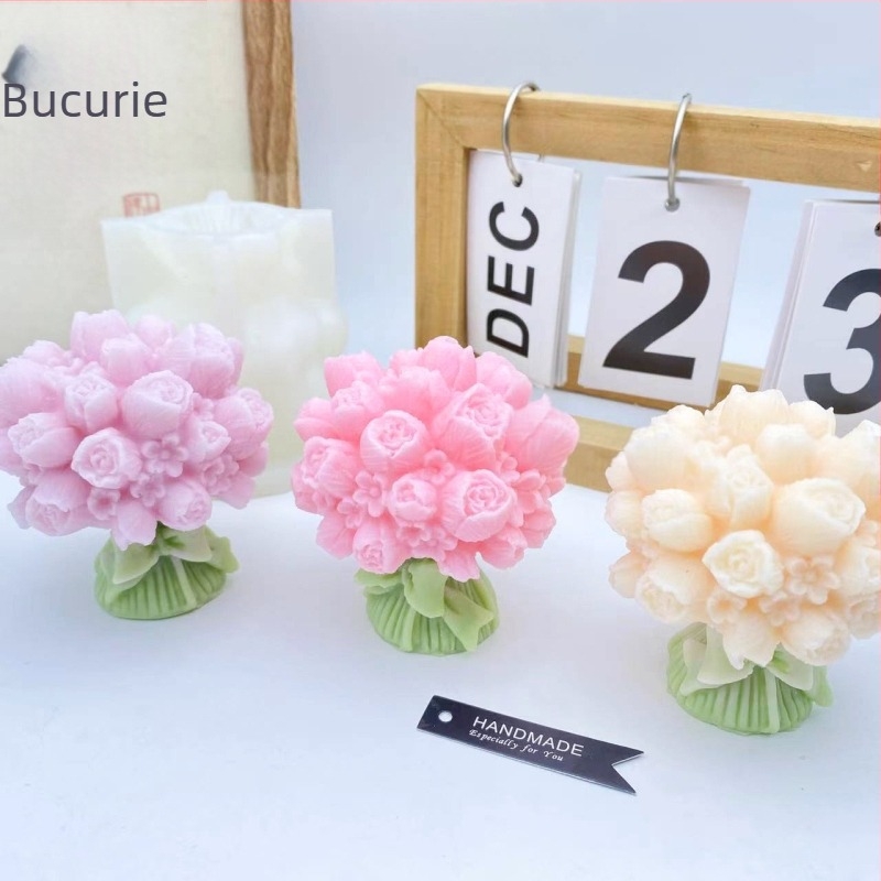 Formă din silicon pentru buchet de lalele pentru lumânări DIY și rășină
