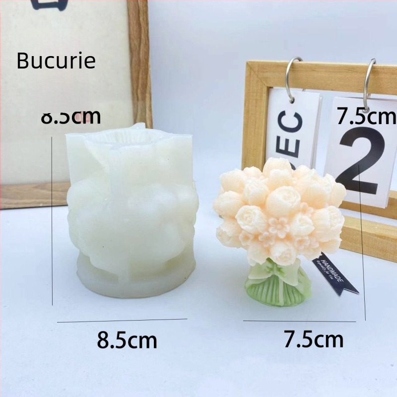 Formă din silicon pentru buchet de lalele pentru lumânări DIY și rășină