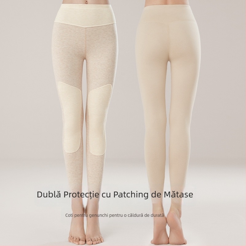 Pantaloni termici dama, anti-statice, cu protecții pentru genunchi, talie înaltă, strat dublu, grosime 251–300 g/m²