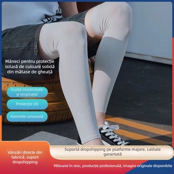 Mășete pentru picioare Ice Silk UV-protecție pentru ciclism și alergare, respirabile, amestec nylon-spandex, unisex, lungime medie