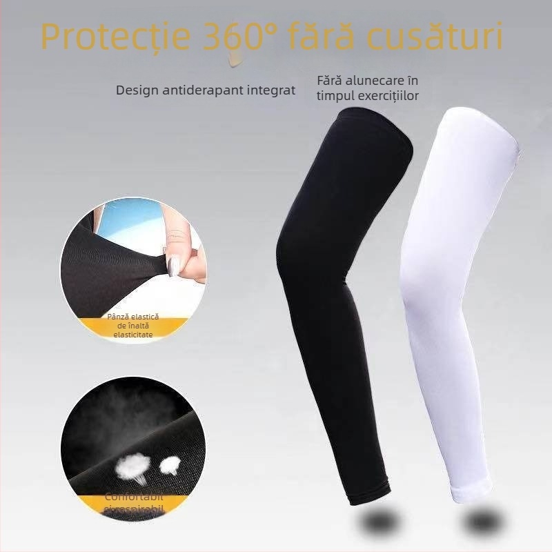 Mășete pentru picioare Ice Silk UV-protecție pentru ciclism și alergare, respirabile, amestec nylon-spandex, unisex, lungime medie