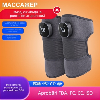 Bandă de masaj încălzită pentru genunchi și umăr, cu vibrații și moxibustie, control inteligent al temperaturii, 5V, 5W, 45–60°C