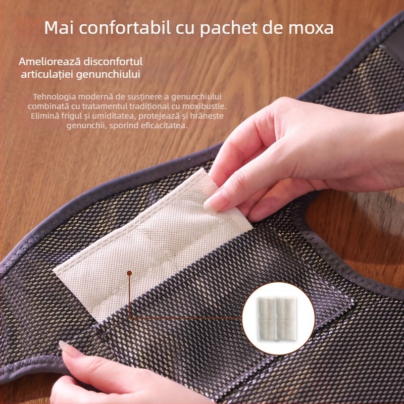 Bandă de masaj încălzită pentru genunchi și umăr, cu vibrații și moxibustie, control inteligent al temperaturii, 5V, 5W, 45–60°C