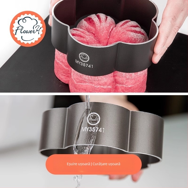 Formă de pâine cu formă de floare de prune, profil din aluminiu, antiaderentă, eliberare ușoară, design minimalist modern