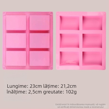 Formă dreptunghiulară din silicon pentru ciocolată, prăjituri și săpun făcut manual