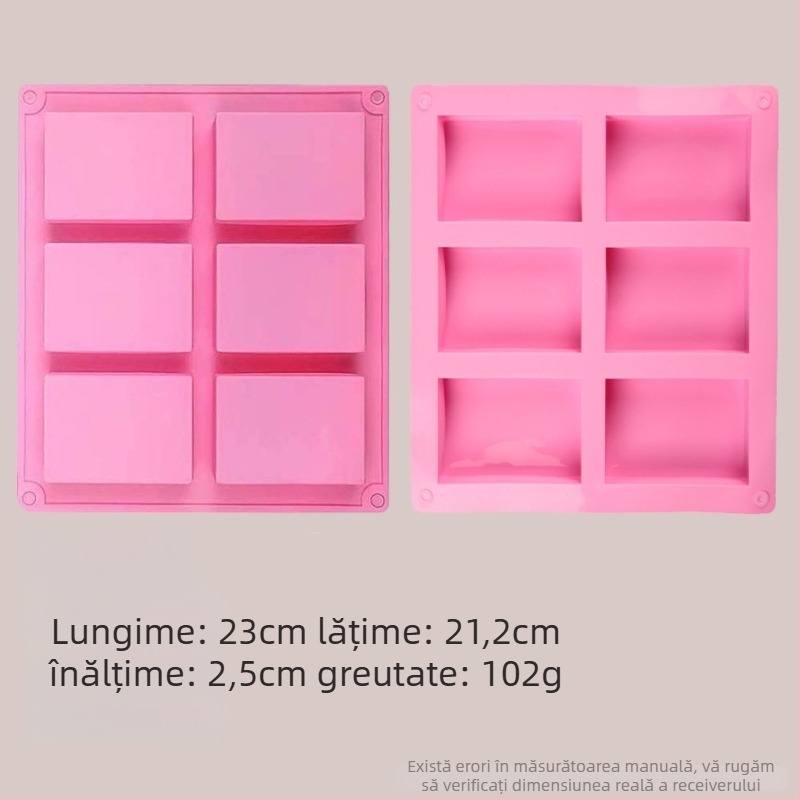 Formă dreptunghiulară din silicon pentru ciocolată, prăjituri și săpun făcut manual