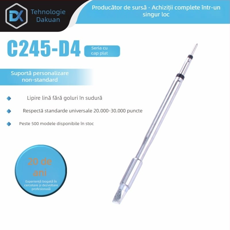 Vârf de lipit pentru fier de lipit – Seria 245, Vârf plat de tip D, Model C245755-D4, Mâner universal