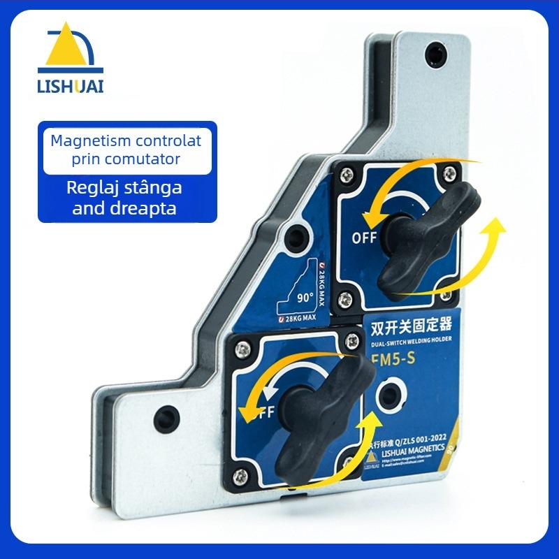 Lishuai Suport magnetic pentru sudură – poziționare la unghi drept de 90°, forță maximă de detașare 25 kg, unelte auxiliare pentru sudură