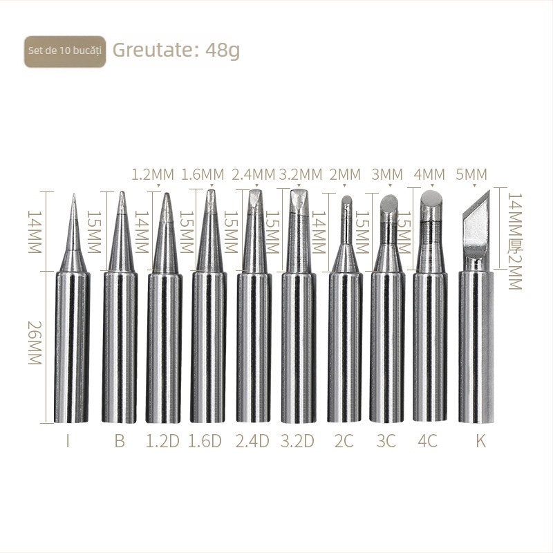 Vârf de lipire fără plumb, cu vârf drept și înclinat, din cupru, pentru stația de sudură 936
