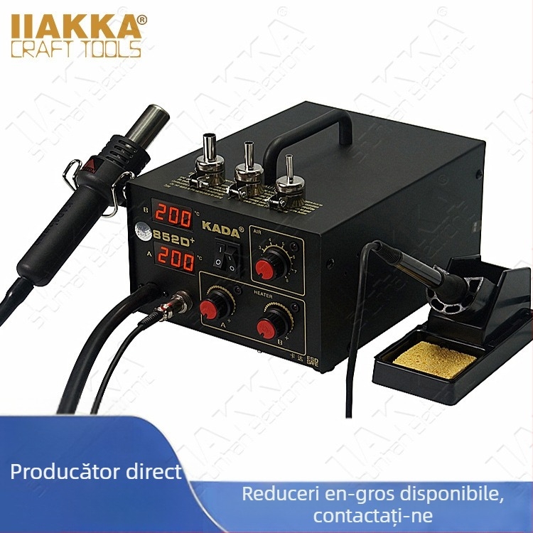 Stație de lipire cu aer cald 2 în 1, afișaj digital dublu, anti-statice, reglaj temperatură, 220V