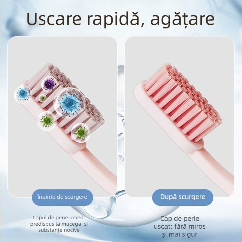 Suport pentru periuțe de dinți, design desen animat, montaj pe perete cu ventuză, funcție de uscare