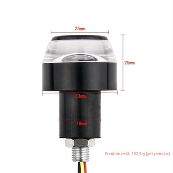 Lumină LED pentru ghidon pentru motocicletă și bicicletă de munte — semnal de direcție, 3W, 12V, 0.15A, aluminiu