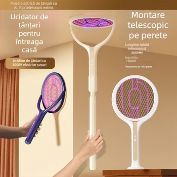 Ucigaș electric de țânțari 2 în 1, cu lampă UV, baterie încorporată 1000–1600 mAh, încărcare 1–3 ore, acoperire până la 10 m²