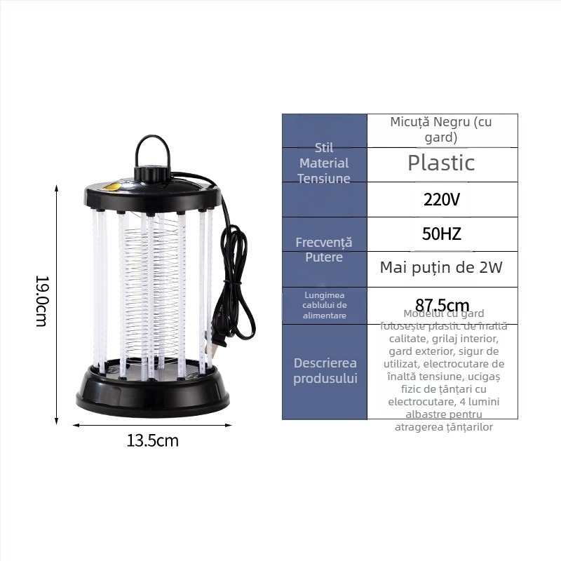 Lampă LED electrică pentru omorârea țânțarilor, cu protecție și plasă, capcană fizică pentru 21–30 m²