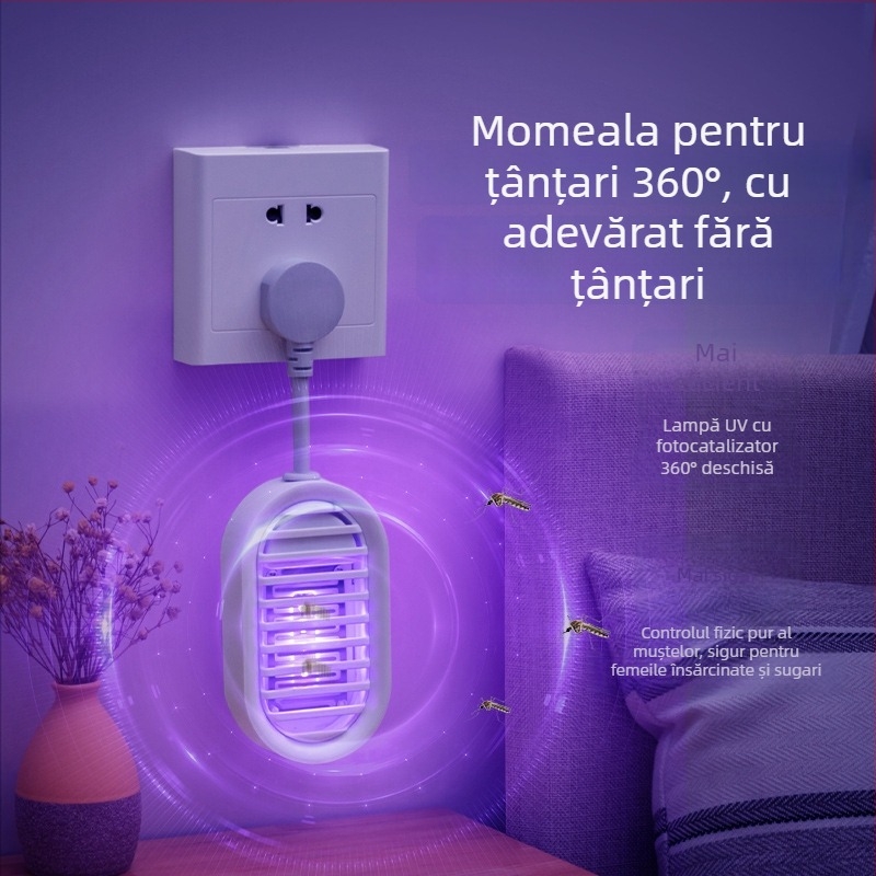 Lampa inteligentă de omor al ţânţarilor şi muştelor pentru uz casnic şi în restaurante, 10V, 1W, şoc electric