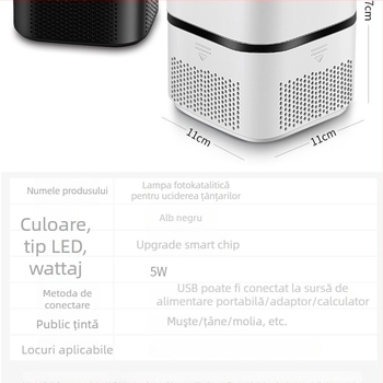 Lampă pentru uciderea țânțarilor, pentru interior, cu aspirație și LED, pentru încăperi până la 10 m², 0,8 kg, fără baterie încorporată, garanție de 1 an