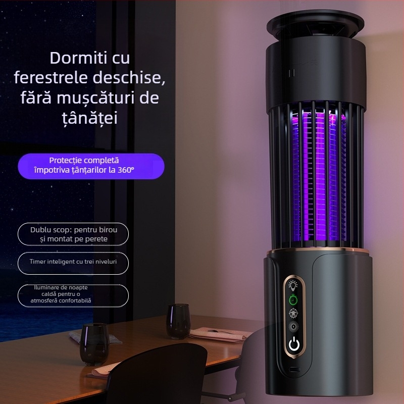 Lampă anti țânțari cu șoc electric, încărcare USB, pentru interior și exterior, lampă de noapte silențioasă