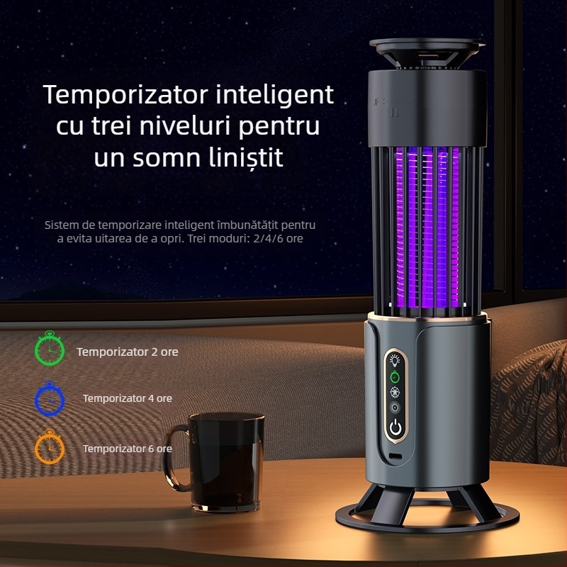 Lampă anti țânțari cu șoc electric, încărcare USB, pentru interior și exterior, lampă de noapte silențioasă