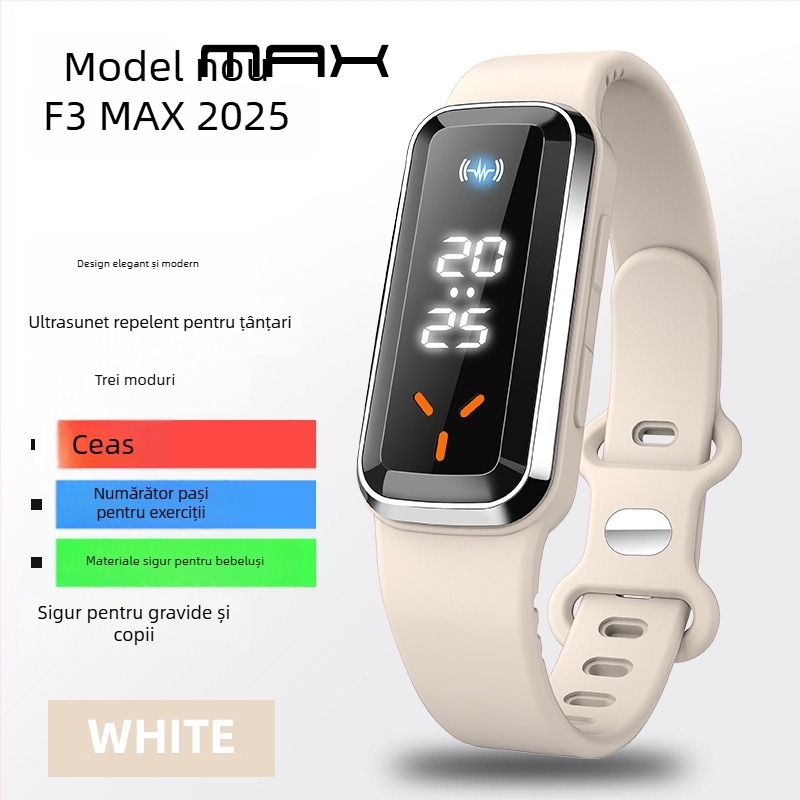 DIROSE Bratara cu ultrasunete pentru țânțari cu pedometru, baterie încorporată până la 500 mAh, acoperire de 10 m², Carcasă ABS