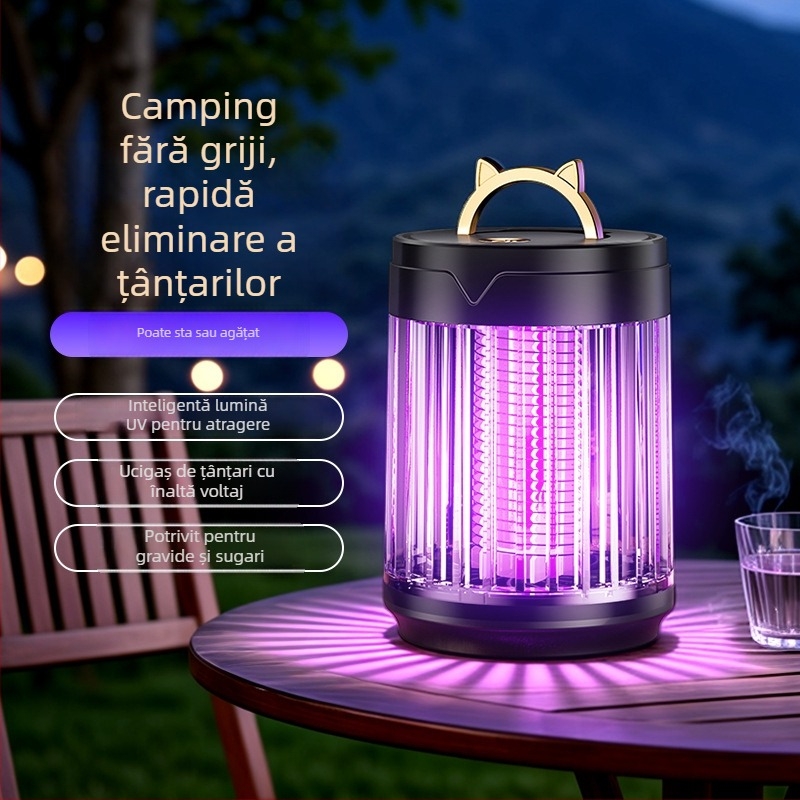 Lampă ucigașă de țânțari, lampă UV pentru exterior, baterie încorporată 1001–1600mAh, acoperire 21–30 m², autonomie 3–6 h, reglaj pe mai multe niveluri