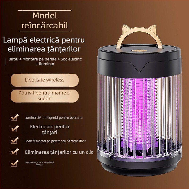 Lampă ucigașă de țânțari, lampă UV pentru exterior, baterie încorporată 1001–1600mAh, acoperire 21–30 m², autonomie 3–6 h, reglaj pe mai multe niveluri