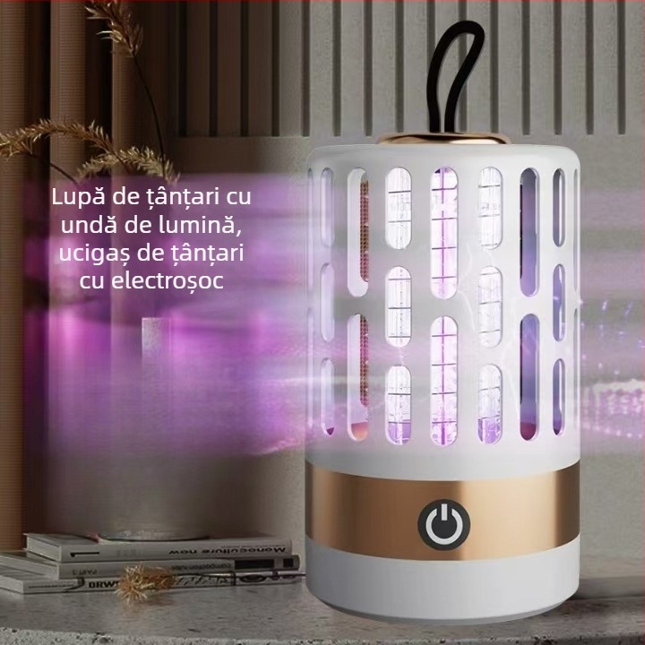 Lampă anti țânțari cu șoc electric, USB reîncărcabilă, cu fotocataliză, pentru interior, Modelul 666