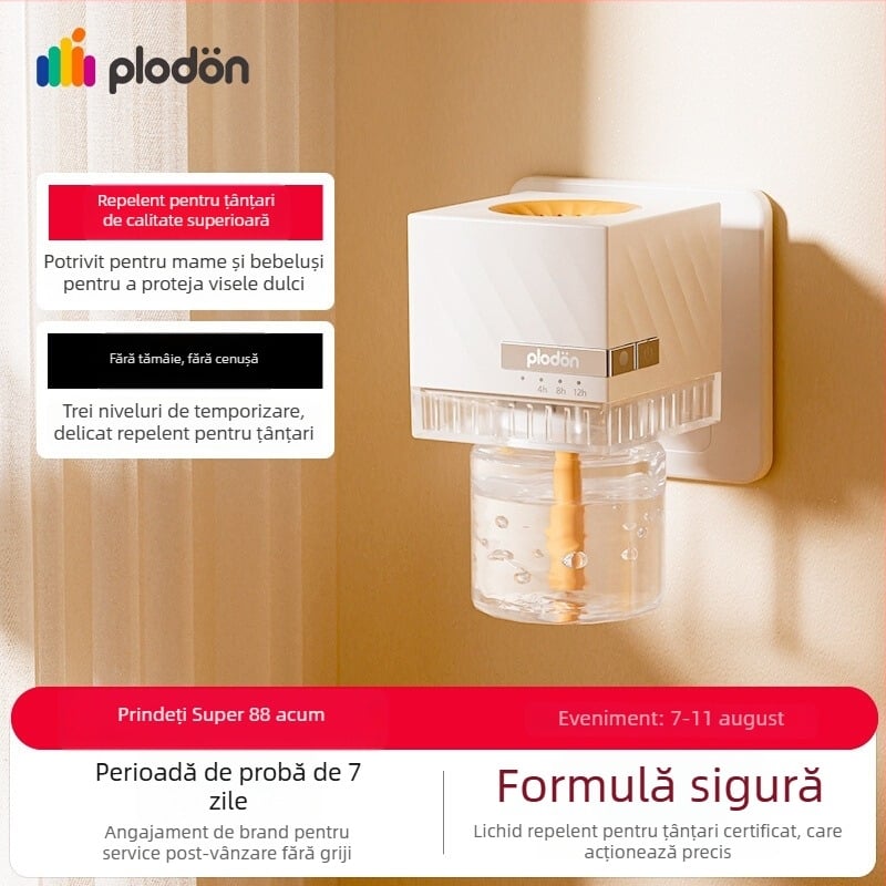 Lichid repelent electric pentru bebeluși și femei însărcinate, LED lampă pentru 11–20 m², lumină de noapte, fără baterie