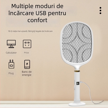 Ucigaș electric pentru țânțari, USB reîncărcabil, două în una, LED iluminare (acoperire 11–20 m², încărcare 8–10 ore, autonomie peste 12 ore, baterie încorporată 500 mAh)