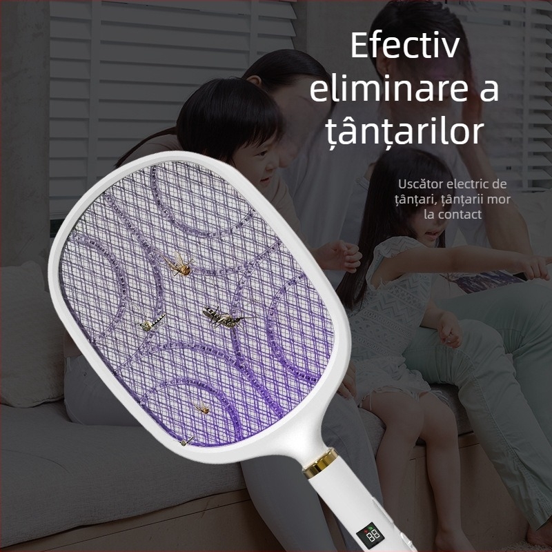 Ucigaș electric pentru țânțari, USB reîncărcabil, două în una, LED iluminare (acoperire 11–20 m², încărcare 8–10 ore, autonomie peste 12 ore, baterie încorporată 500 mAh)