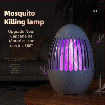 Lampa pentru țânțari cu șoc electric și încărcare USB — pentru interior și exterior, capcana cu LED, baterie încorporată 1600-2000 mAh, timp de încărcare 5-8 ore, autonomie 3-6 ore, acoperire 11-20 m²